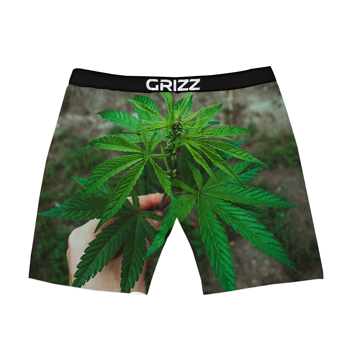 Cannabis Leaf Forest Green Print Boxer Briefs-grizzshop