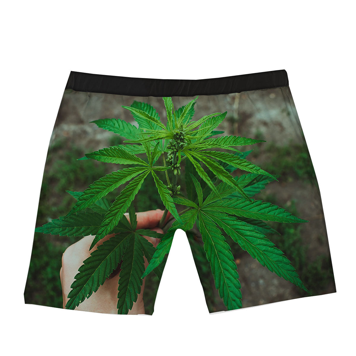 Cannabis Leaf Forest Green Print Boxer Briefs-grizzshop