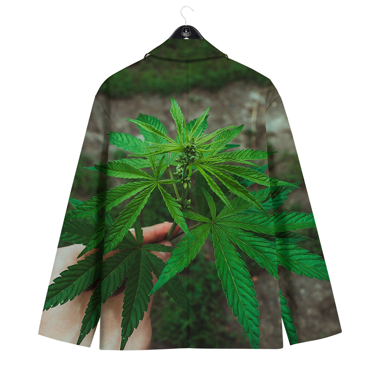 Cannabis Leaf Forest Green Print Men's Sport Coat-grizzshop