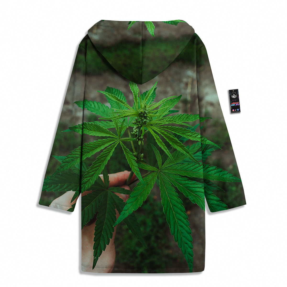 Cannabis Leaf Forest Green Print Men's Windbreaker Jacket-grizzshop