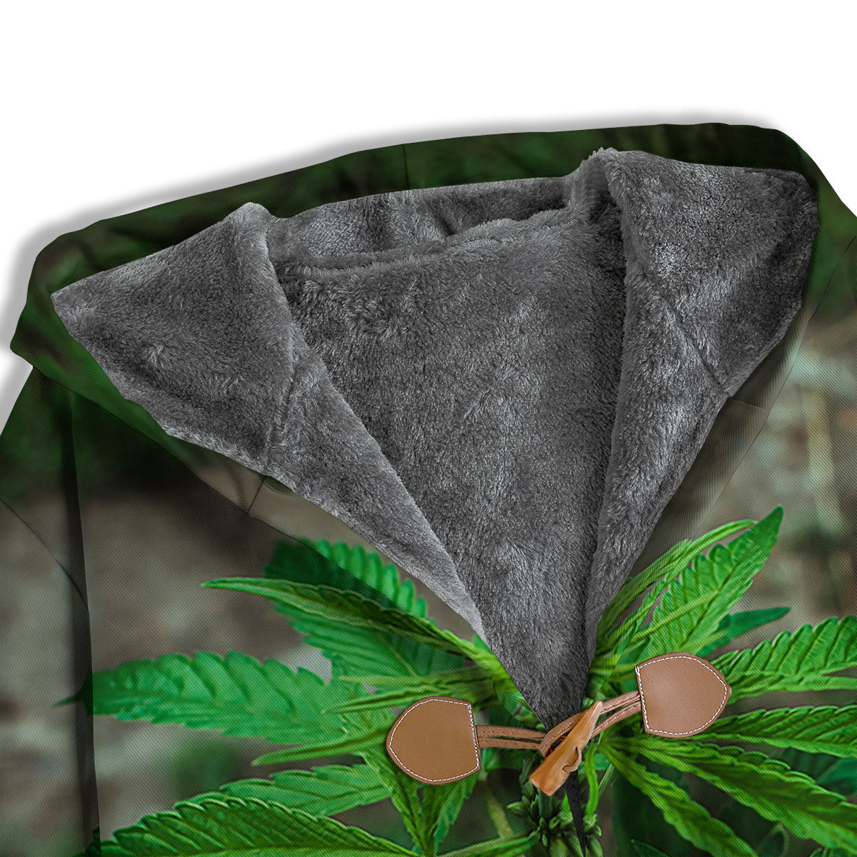 Cannabis Leaf Forest Green Print Men's Windbreaker Jacket-grizzshop