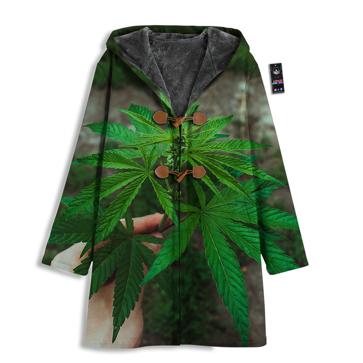 Cannabis Leaf Forest Green Print Men's Windbreaker Jacket-grizzshop