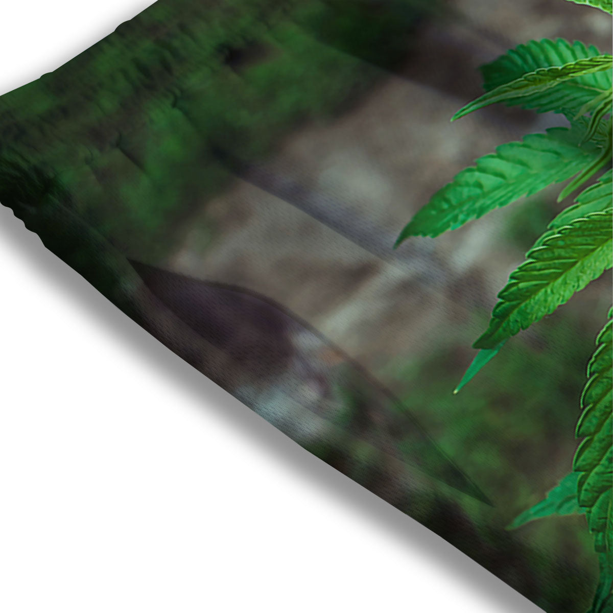 Cannabis Leaf Forest Green Print Mesh Shorts