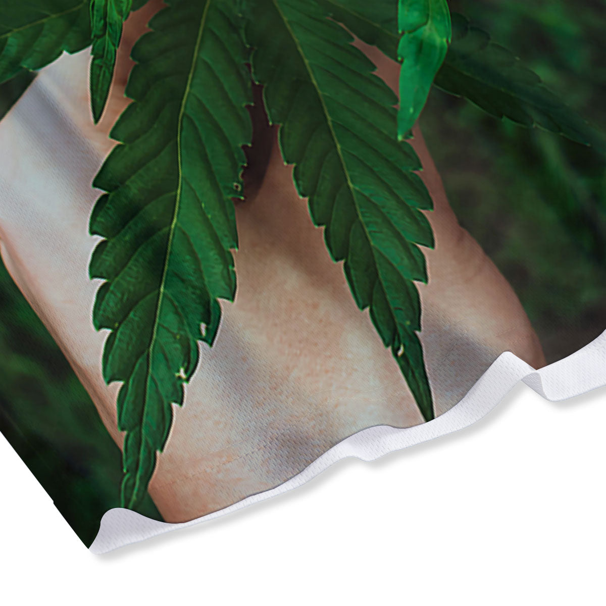 Cannabis Leaf Forest Green Print Mesh Shorts