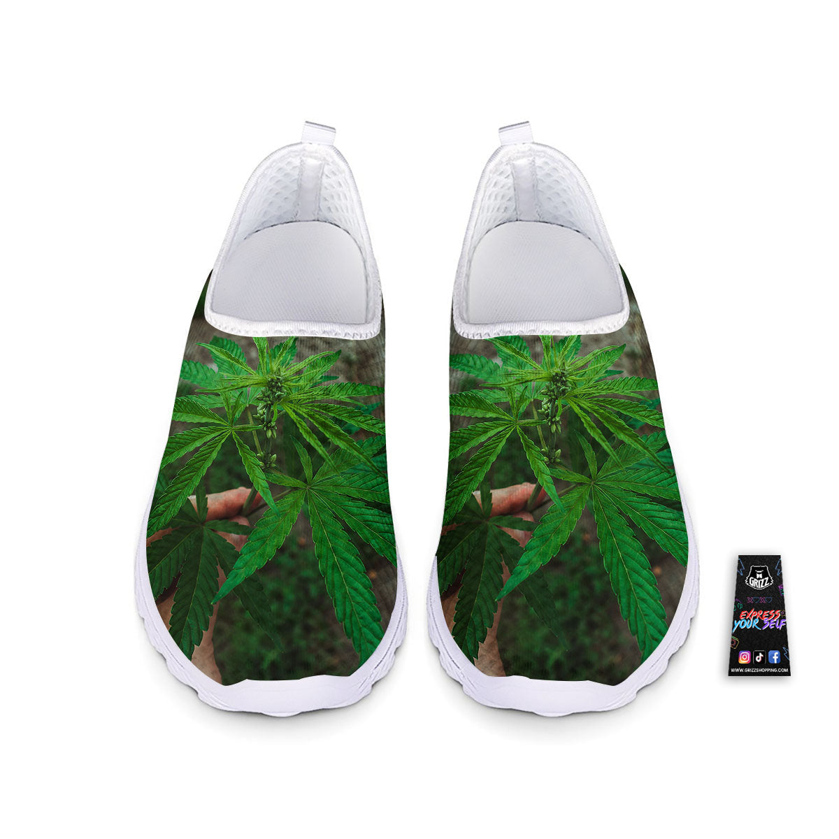 Cannabis Leaf Forest Green Print Nurse Shoes-grizzshop