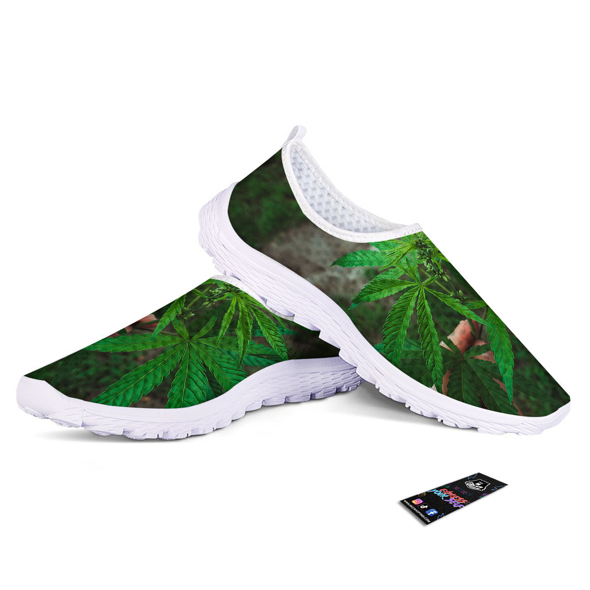 Cannabis Leaf Forest Green Print Nurse Shoes-grizzshop