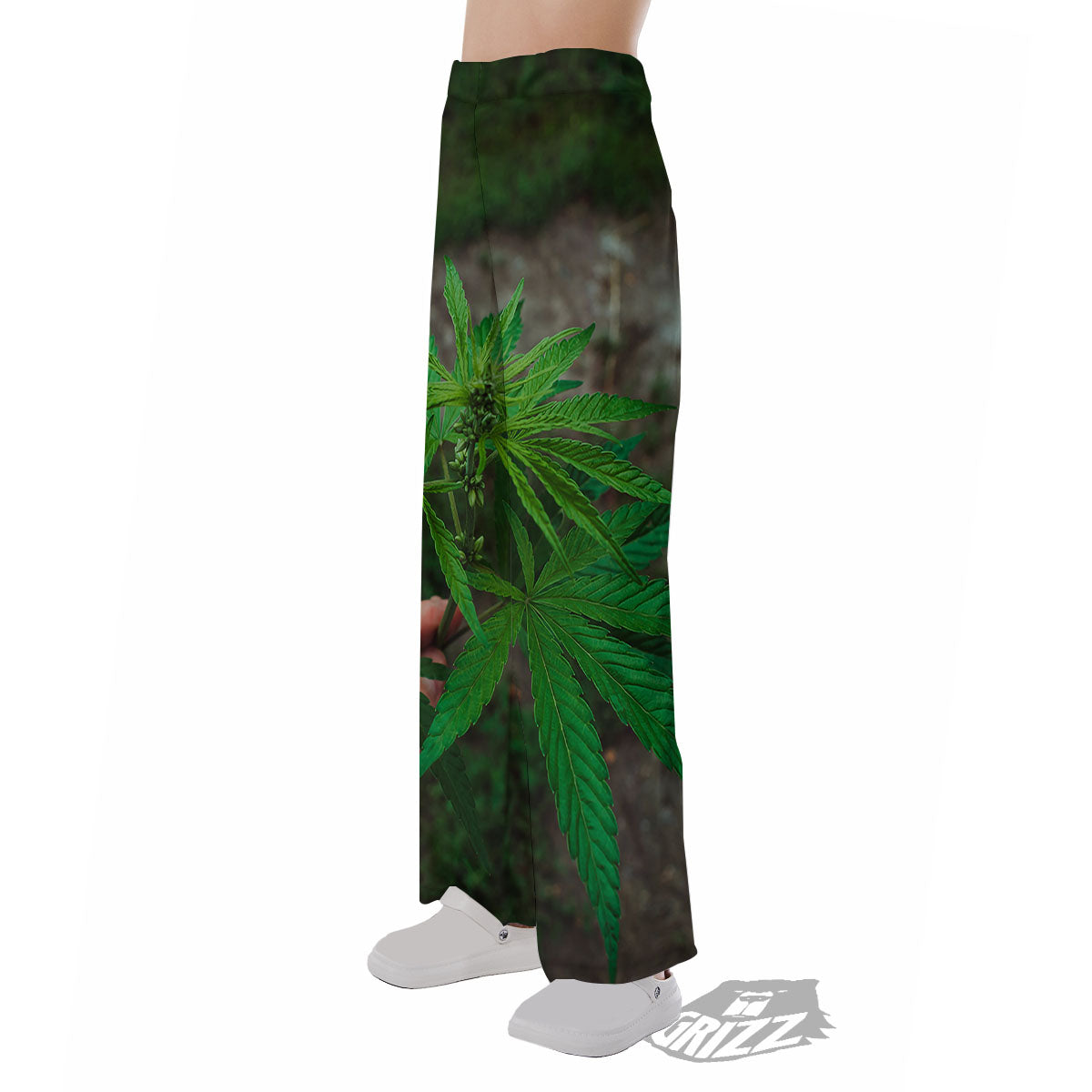 Cannabis Leaf Forest Green Print Pajama Pants-grizzshop