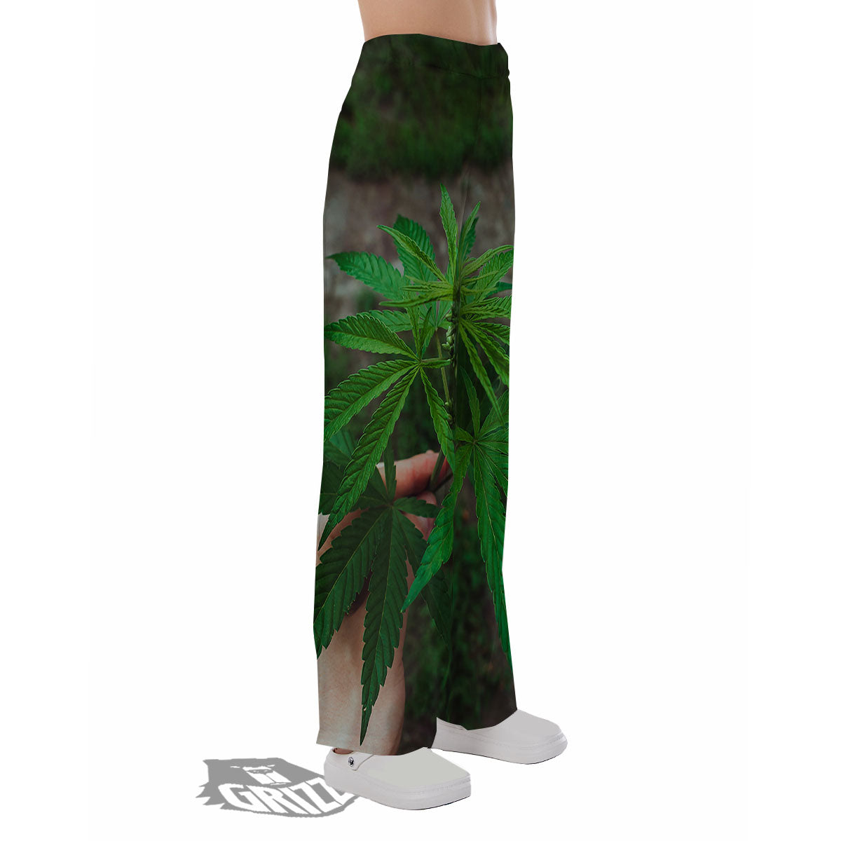 Cannabis Leaf Forest Green Print Pajama Pants-grizzshop