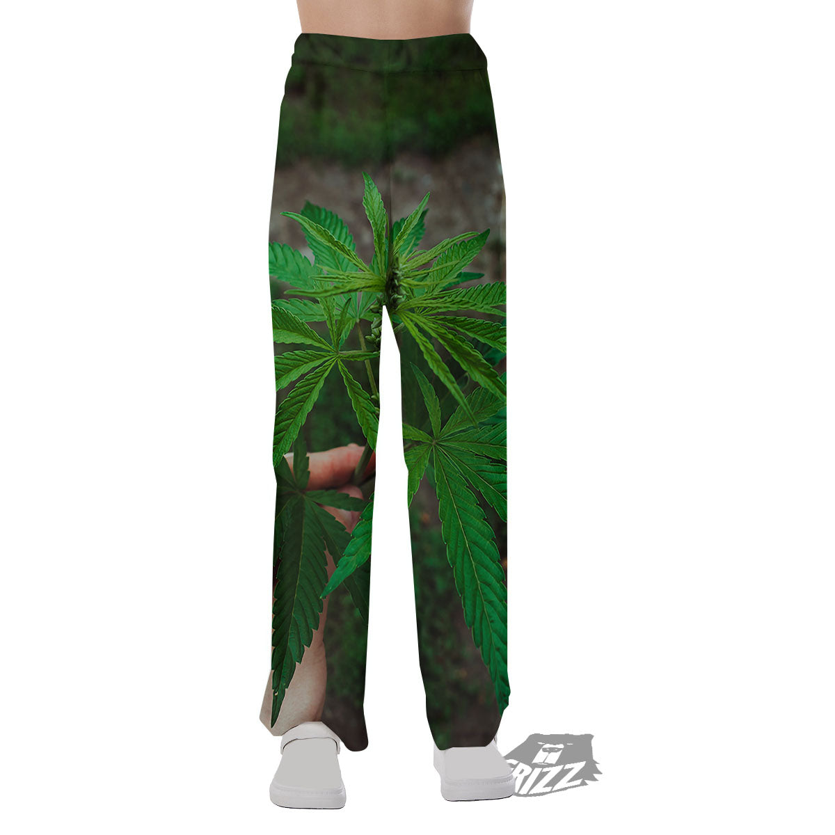 Cannabis Leaf Forest Green Print Pajama Pants-grizzshop