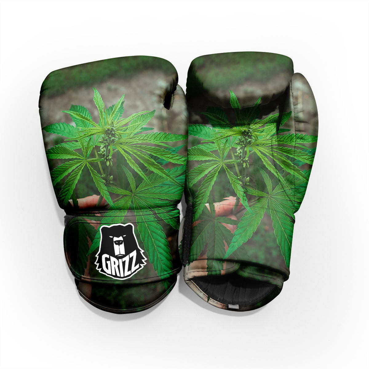 Cannabis Leaf Forest Green Print Pro Boxing Glove