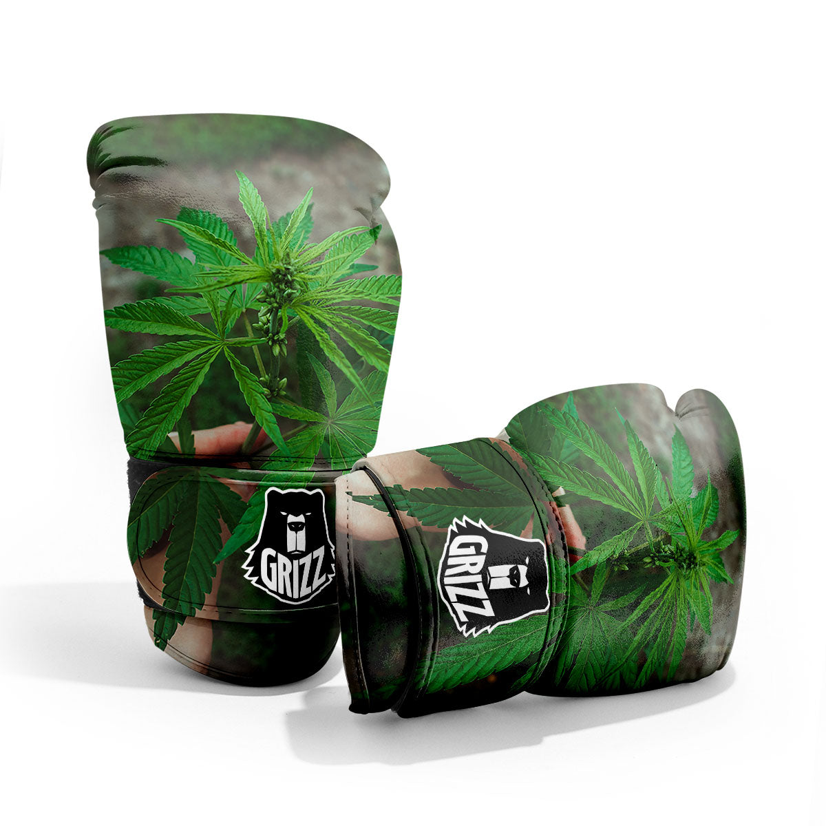 Cannabis Leaf Forest Green Print Pro Boxing Glove