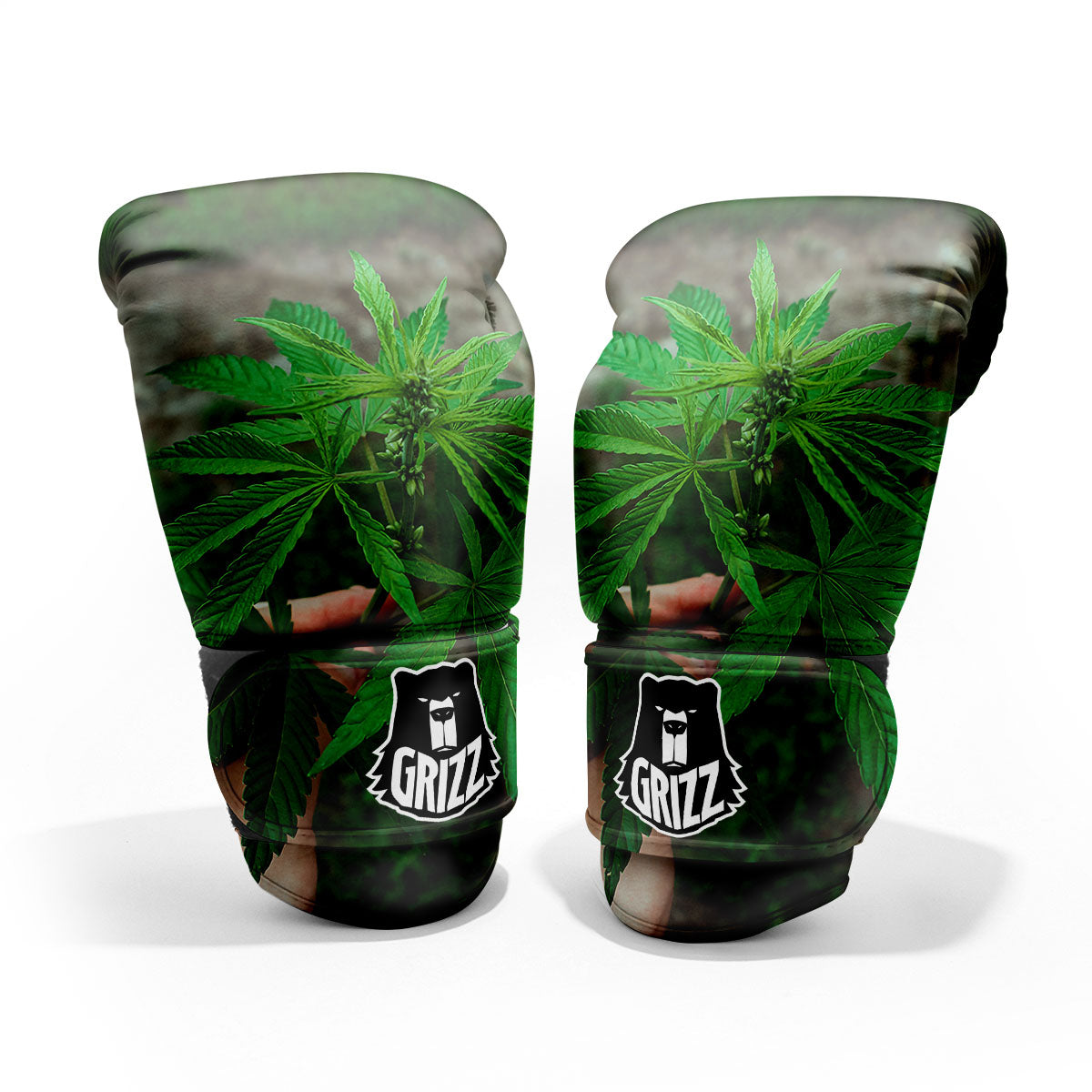 Cannabis Leaf Forest Green Print Pro Boxing Glove