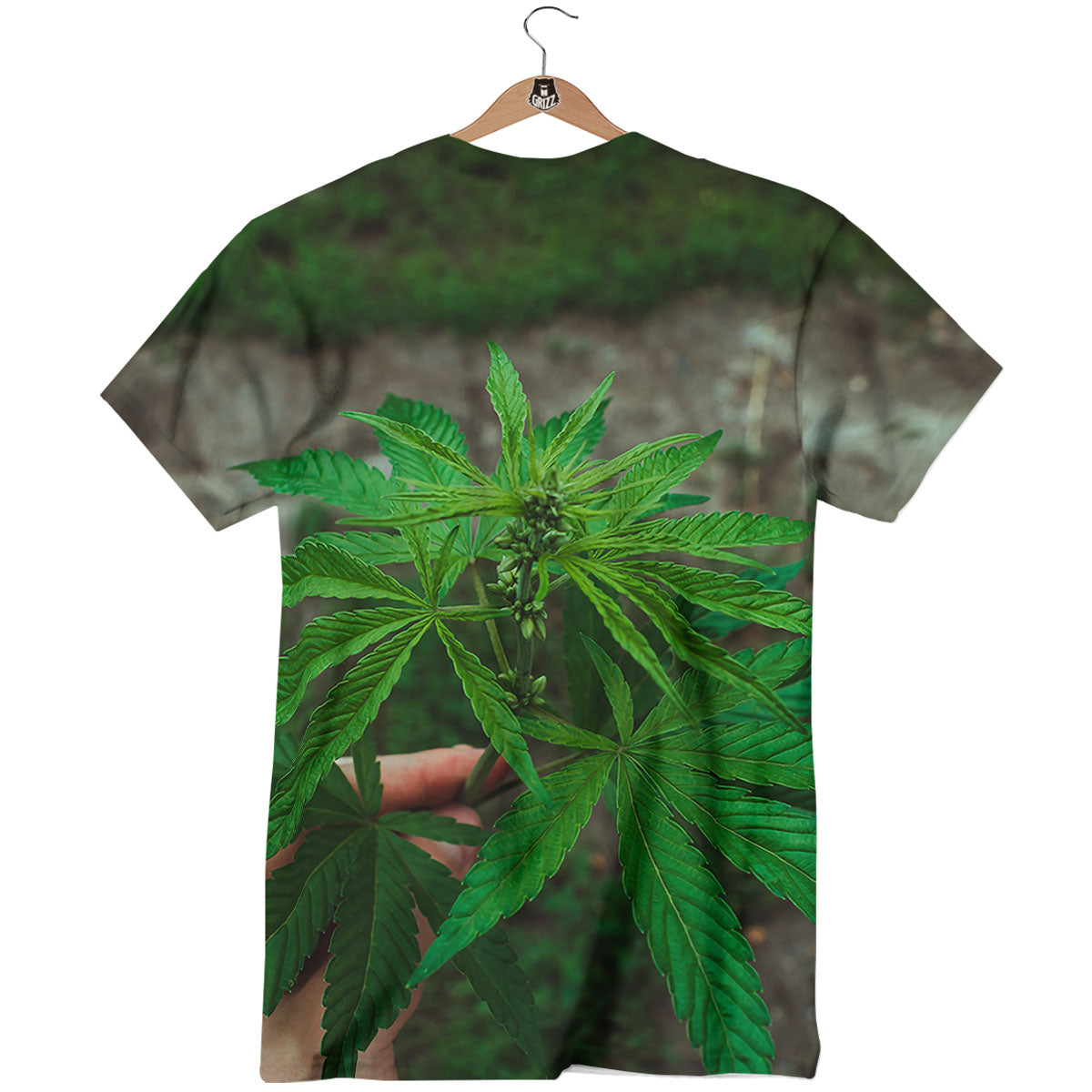 Cannabis Leaf Forest Green Print T-Shirt-grizzshop