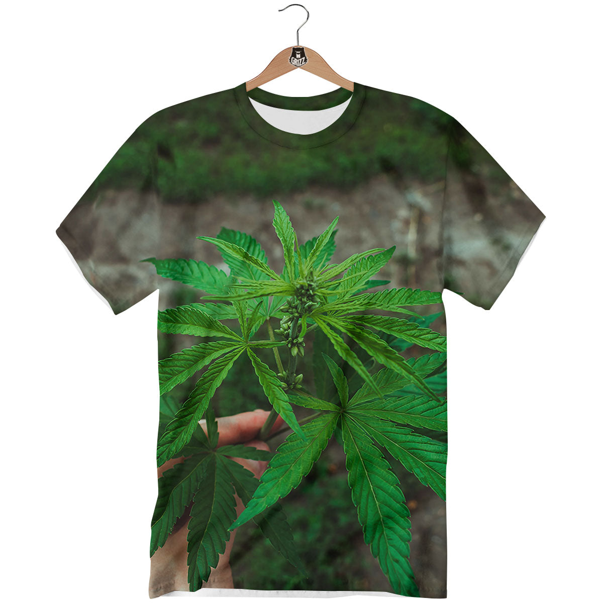 Cannabis Leaf Forest Green Print T-Shirt-grizzshop