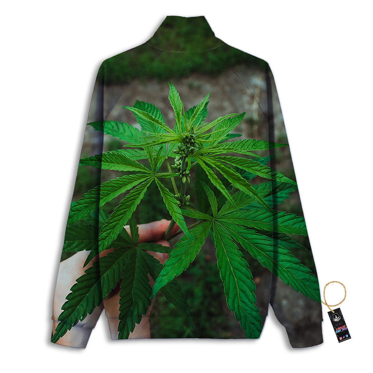 Cannabis Leaf Forest Green Print Track Jacket-grizzshop