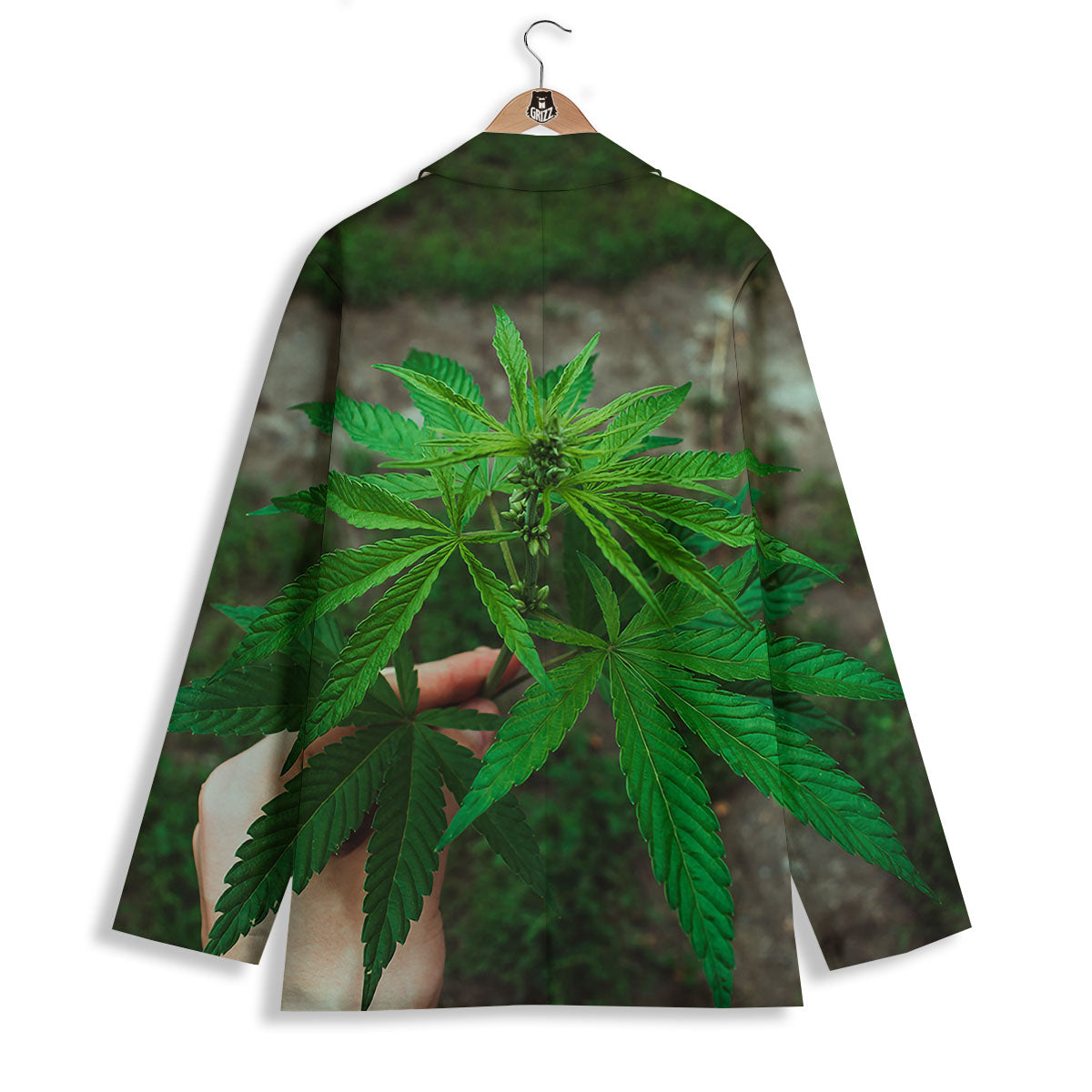 Cannabis Leaf Forest Green Print Women's Blazer-grizzshop