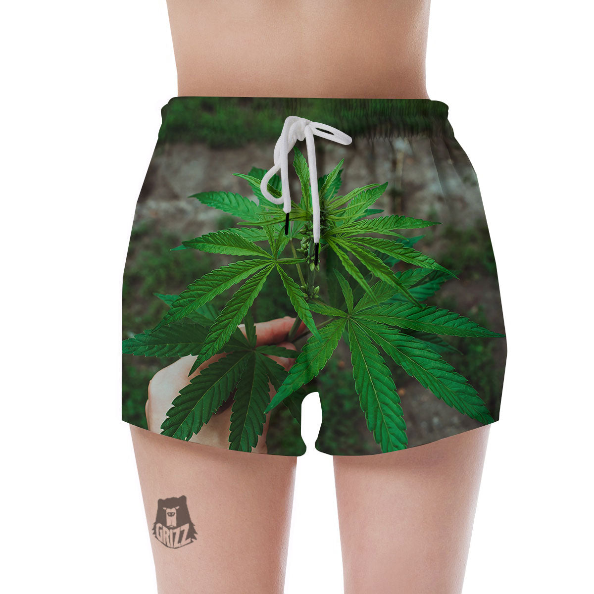 Cannabis Leaf Forest Green Print Women's Shorts-grizzshop