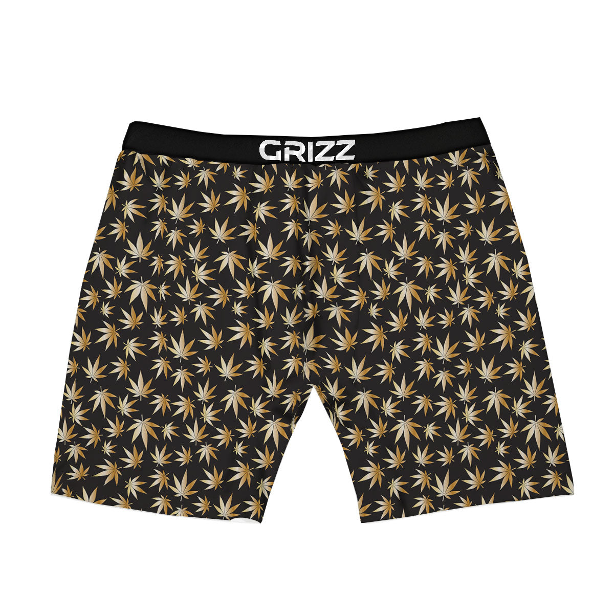 Cannabis Leaf Gold Print Pattern Boxer Briefs-grizzshop