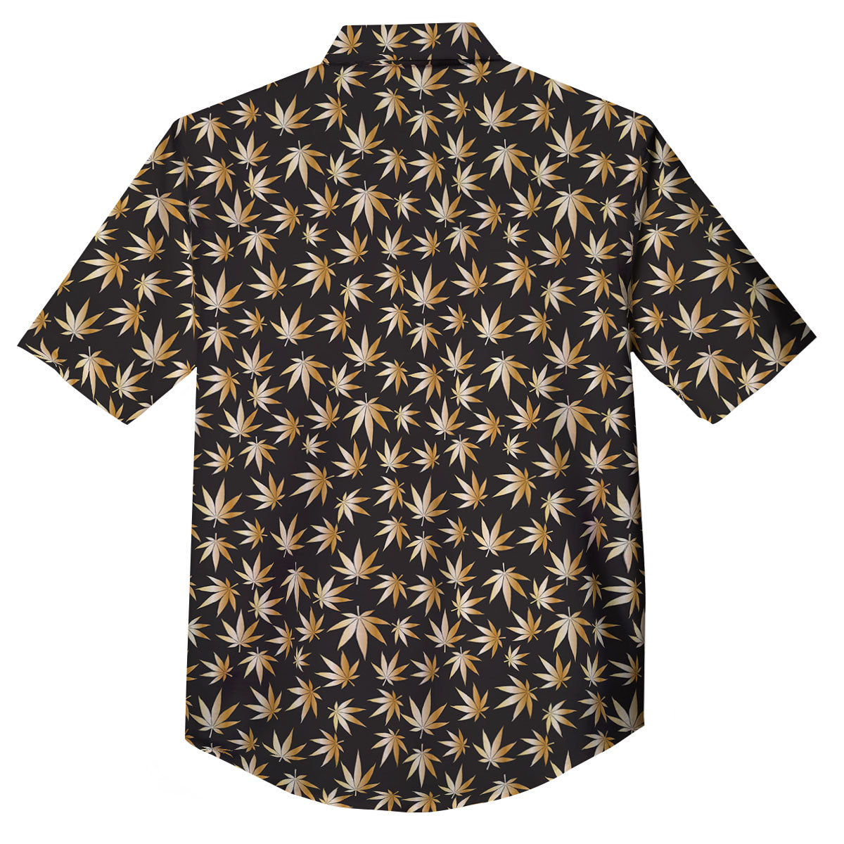 Cannabis Leaf Gold Print Pattern Button Up Shirt-grizzshop