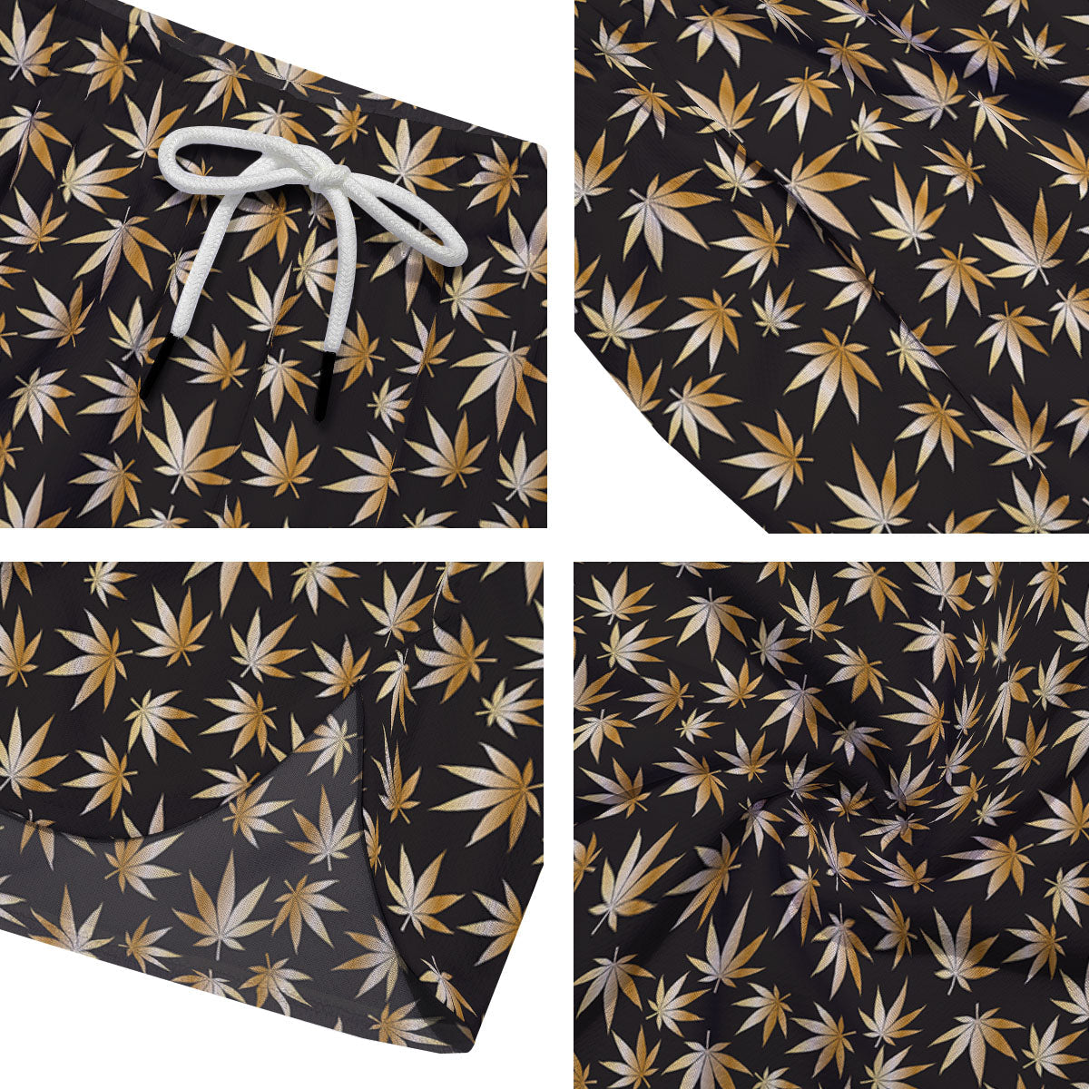 Cannabis Leaf Gold Print Pattern Men's Running Shorts-grizzshop