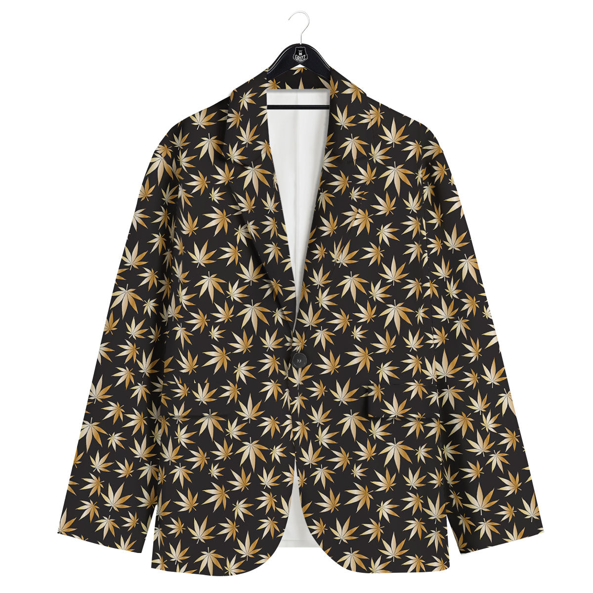 Cannabis Leaf Gold Print Pattern Men's Sport Coat-grizzshop