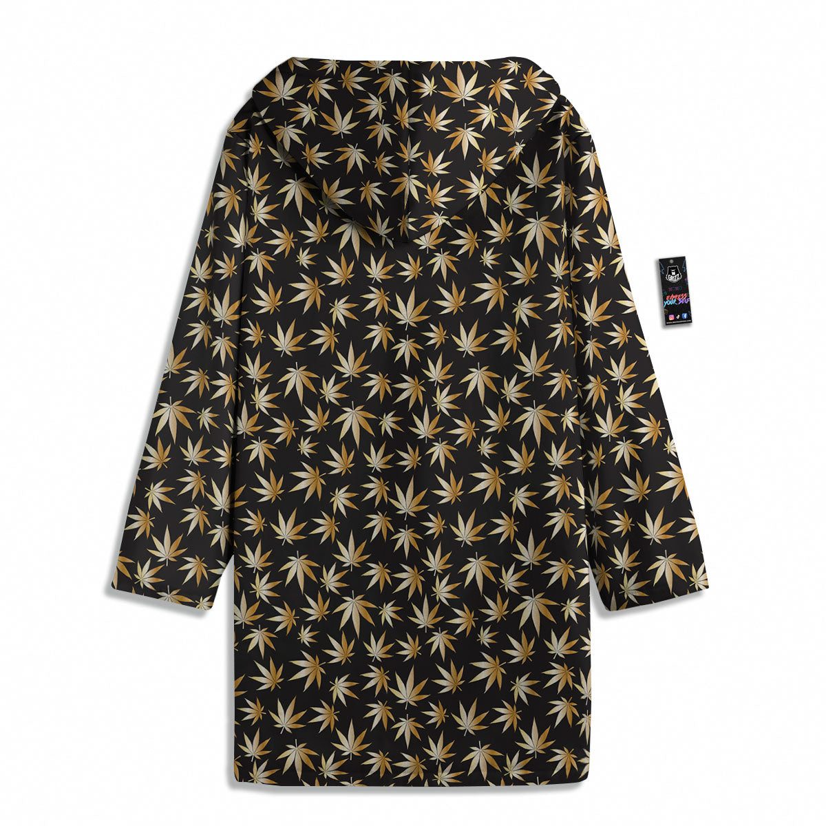 Cannabis Leaf Gold Print Pattern Men's Windbreaker Jacket-grizzshop