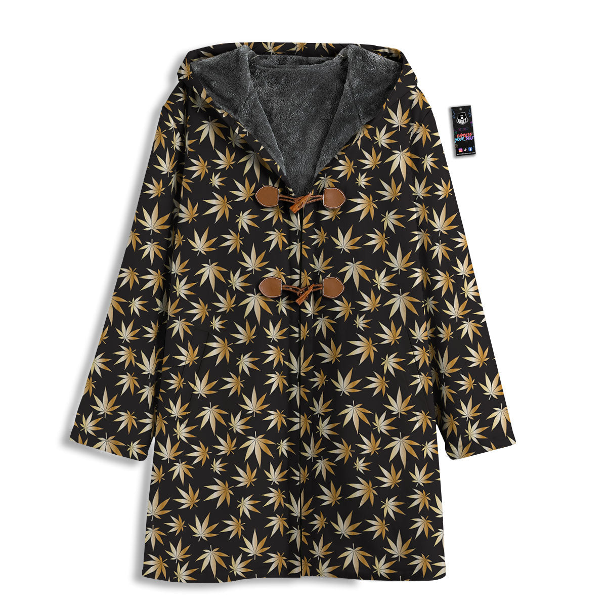 Cannabis Leaf Gold Print Pattern Men's Windbreaker Jacket-grizzshop