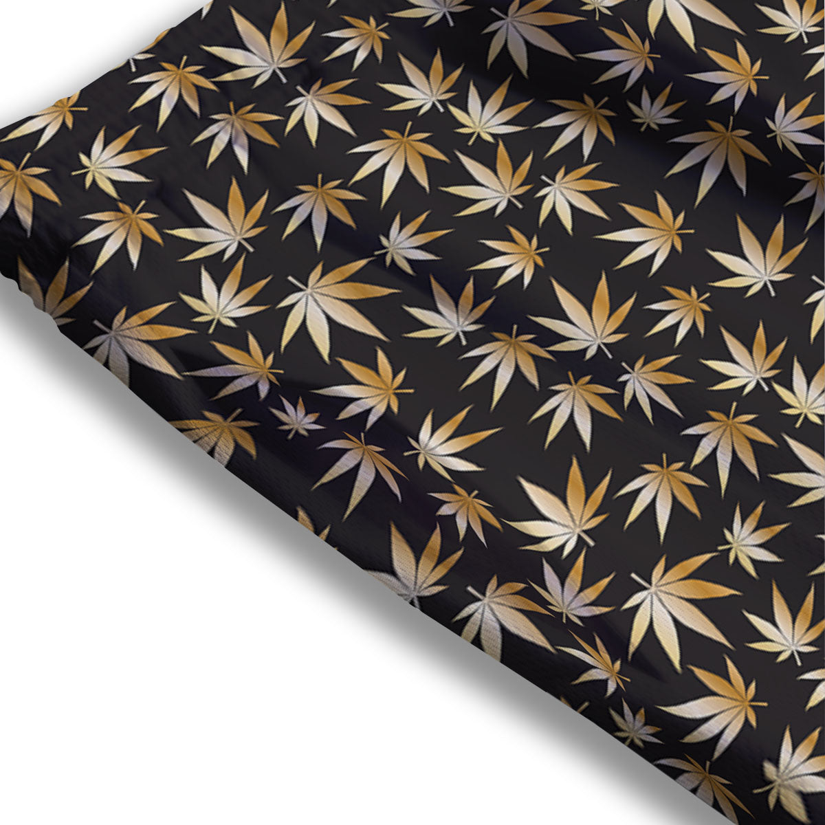 Cannabis Leaf Gold Print Pattern Mesh Shorts