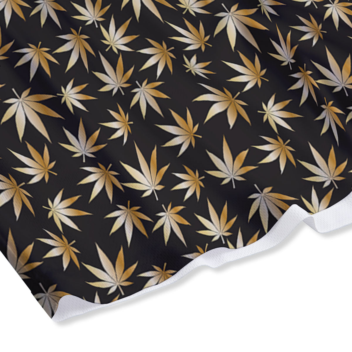 Cannabis Leaf Gold Print Pattern Mesh Shorts