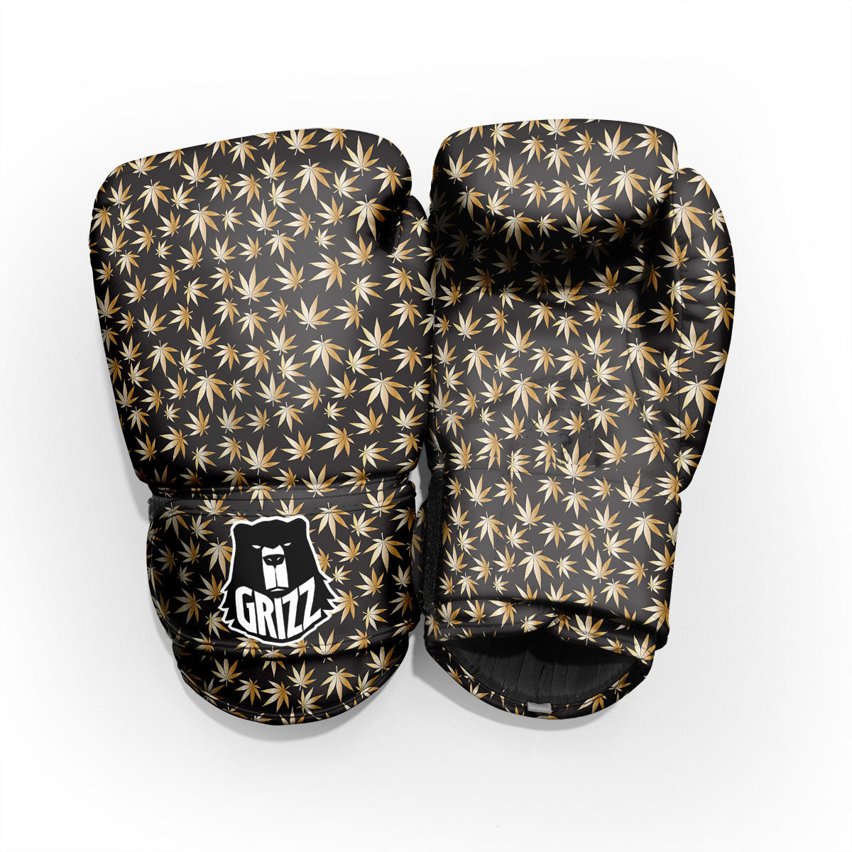 Cannabis Leaf Gold Print Pattern Pro Boxing Glove