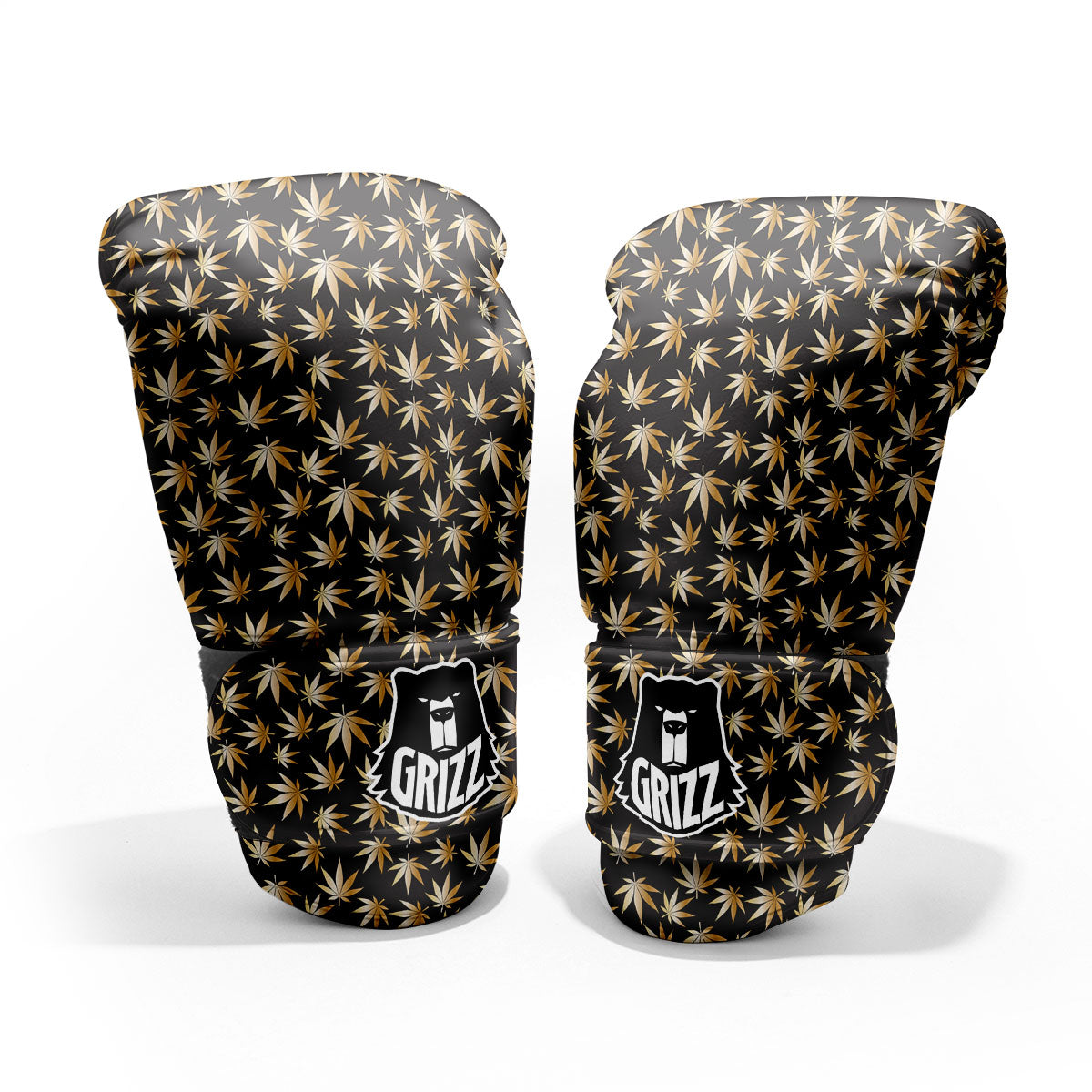 Cannabis Leaf Gold Print Pattern Pro Boxing Glove