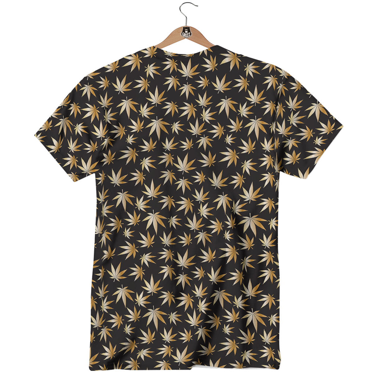 Cannabis Leaf Gold Print Pattern T-Shirt-grizzshop