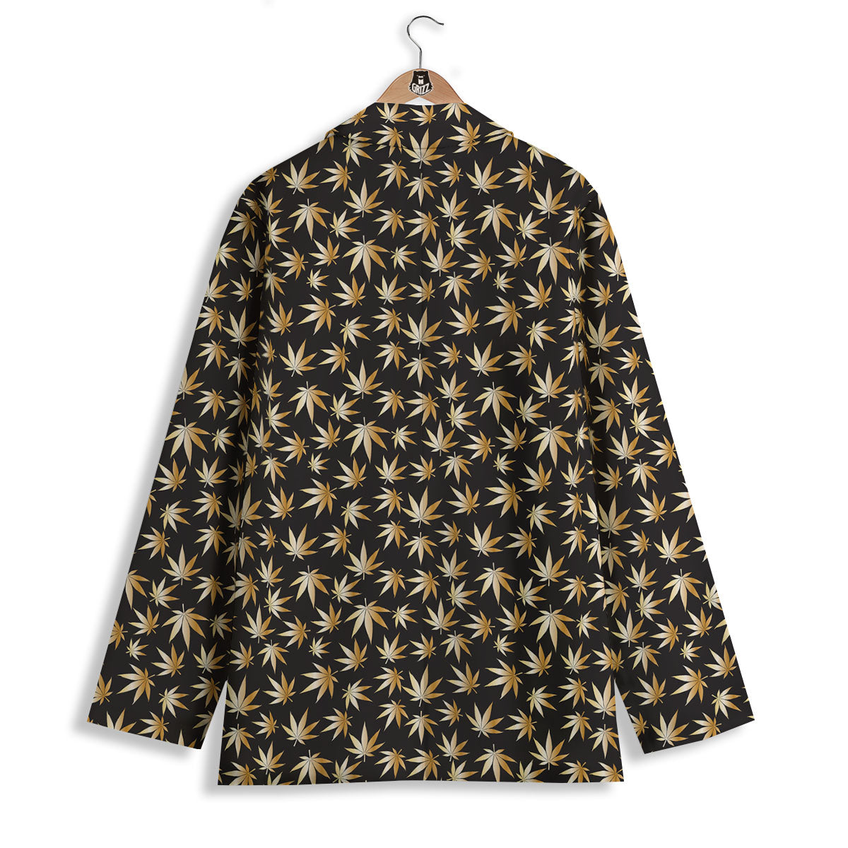 Cannabis Leaf Gold Print Pattern Women's Blazer-grizzshop