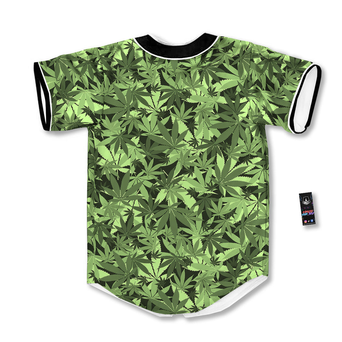 Cannabis Leaf Green Print Pattern Baseball Jersey-grizzshop