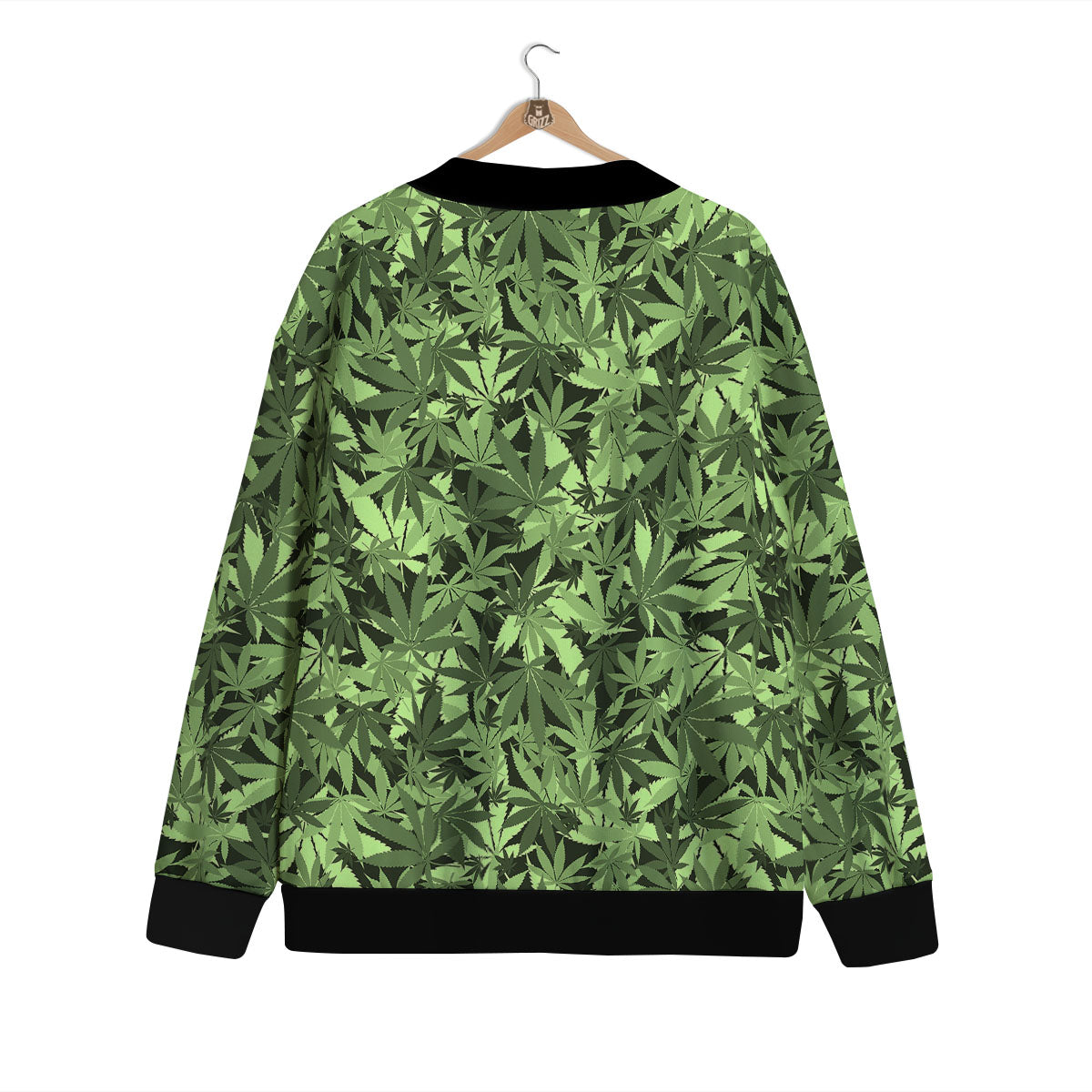 Cannabis Leaf Green Print Pattern Cardigan-grizzshop