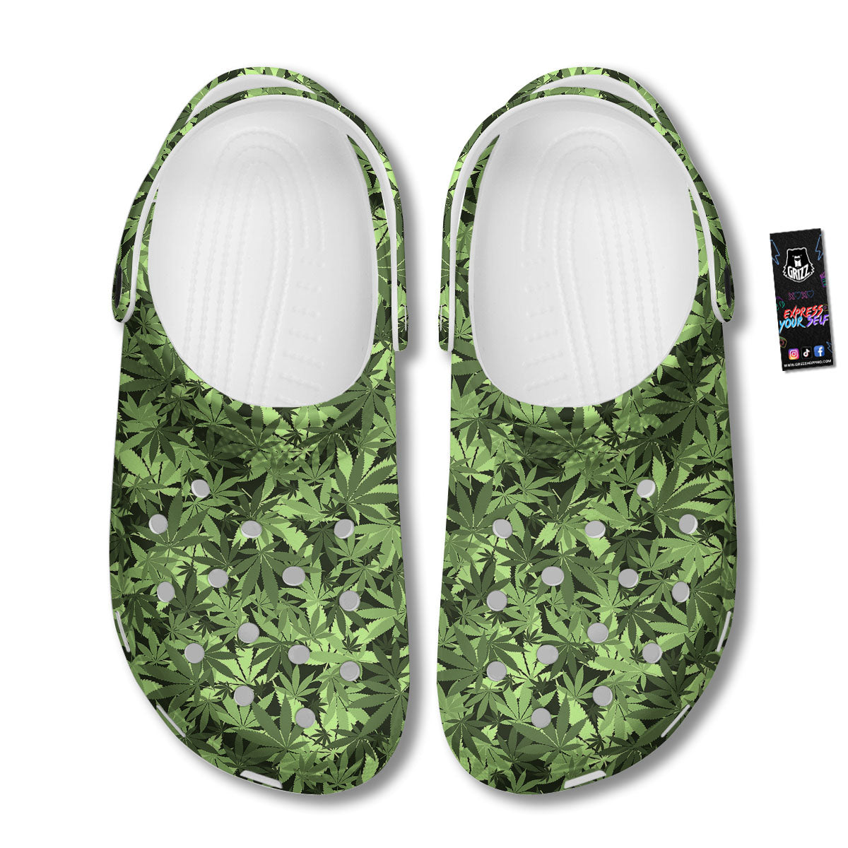Cannabis Leaf Green Print Pattern Clog-grizzshop