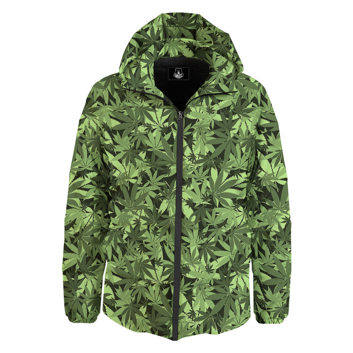 Cannabis Leaf Green Print Pattern Down Jacket-grizzshop