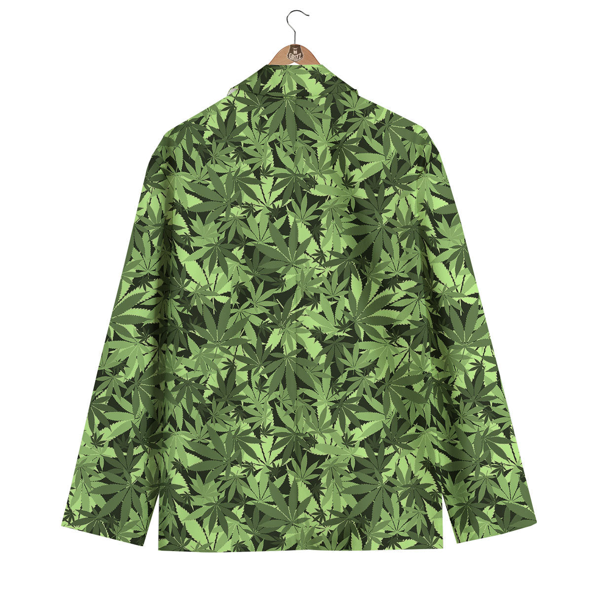 Cannabis Leaf Green Print Pattern Men's Blazer-grizzshop