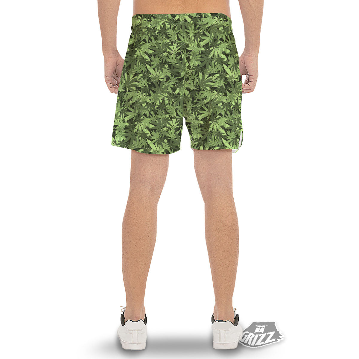 Cannabis Leaf Green Print Pattern Men's Gym Shorts-grizzshop