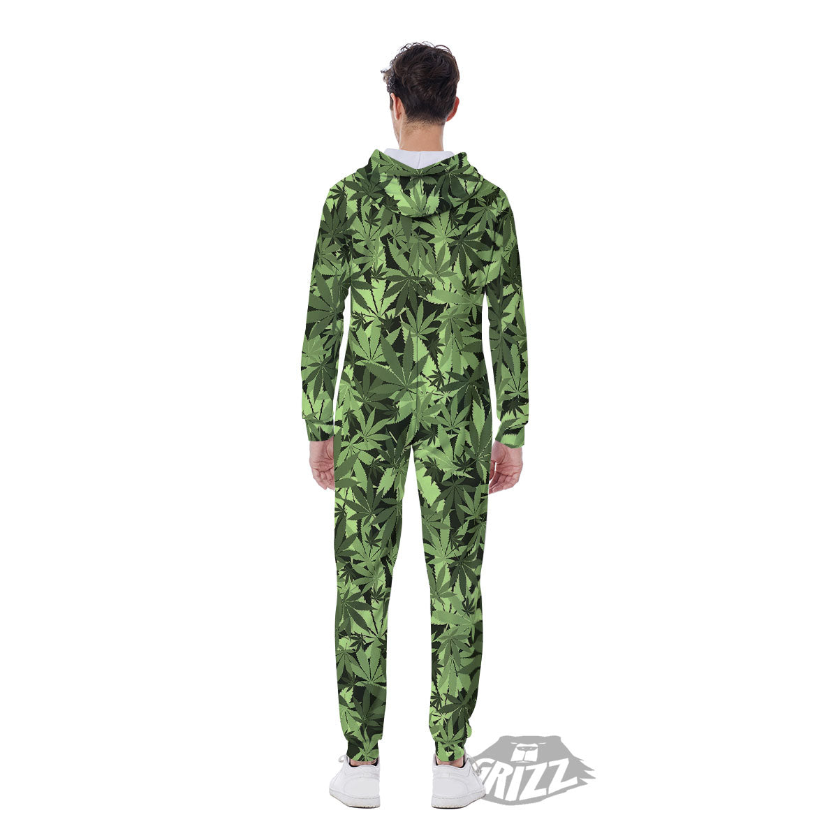 Cannabis Leaf Green Print Pattern Men's Jumpsuit-grizzshop