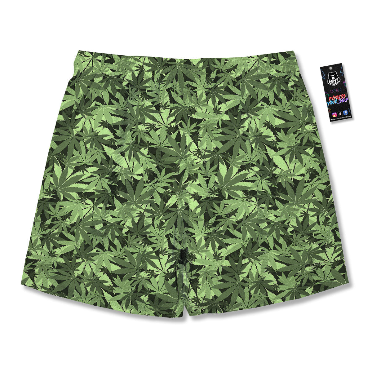 Cannabis Leaf Green Print Pattern Men's Running Shorts-grizzshop