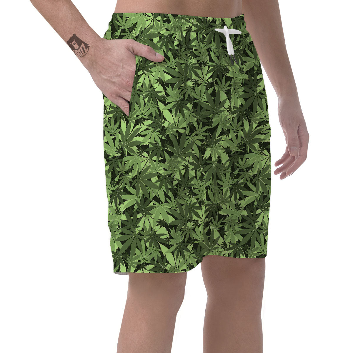 Cannabis Leaf Green Print Pattern Men's Shorts-grizzshop