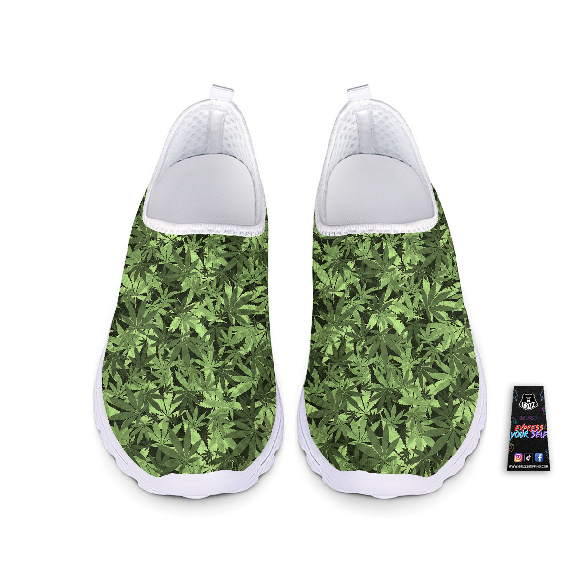 Cannabis Leaf Green Print Pattern Nurse Shoes-grizzshop