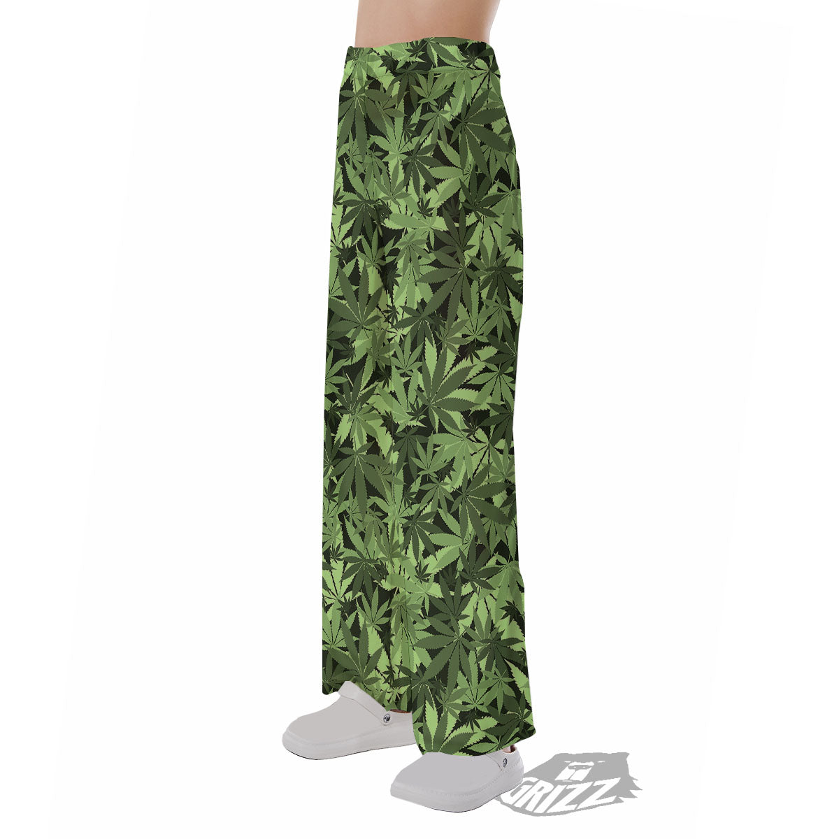 Cannabis Leaf Green Print Pattern Pajama Pants-grizzshop