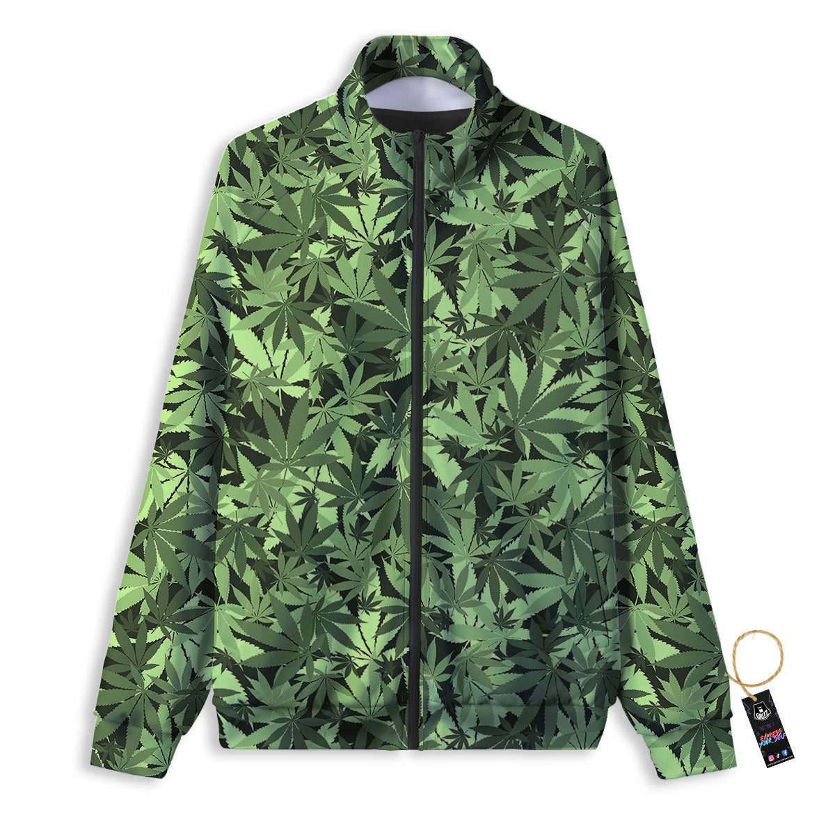 Cannabis Leaf Green Print Pattern Track Jacket-grizzshop