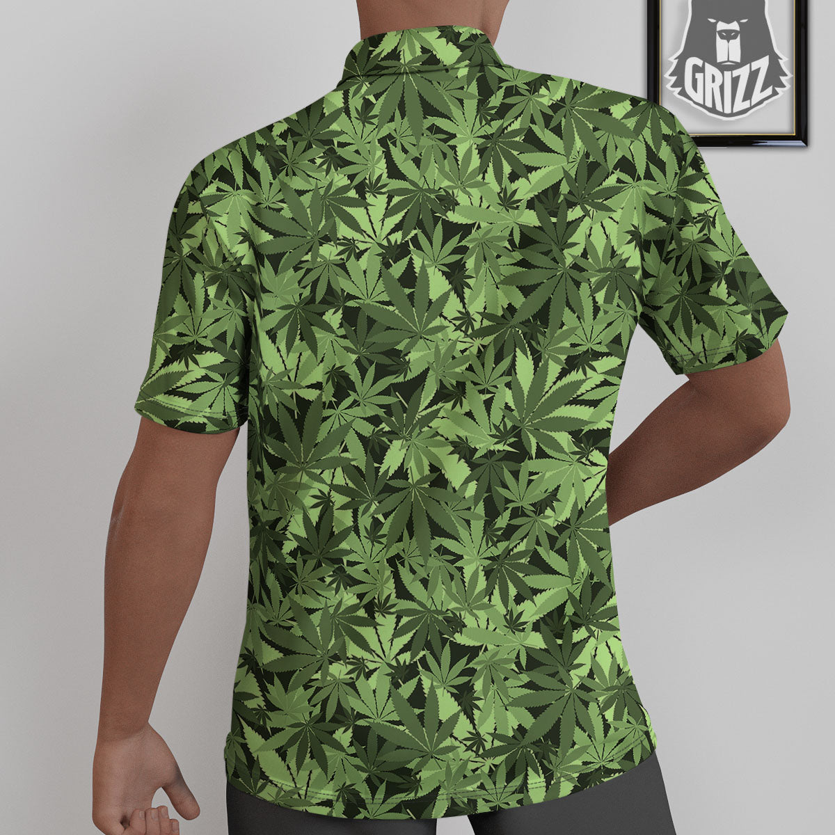 Cannabis Leaf Green Print Pattern Untucked Shirts-grizzshop