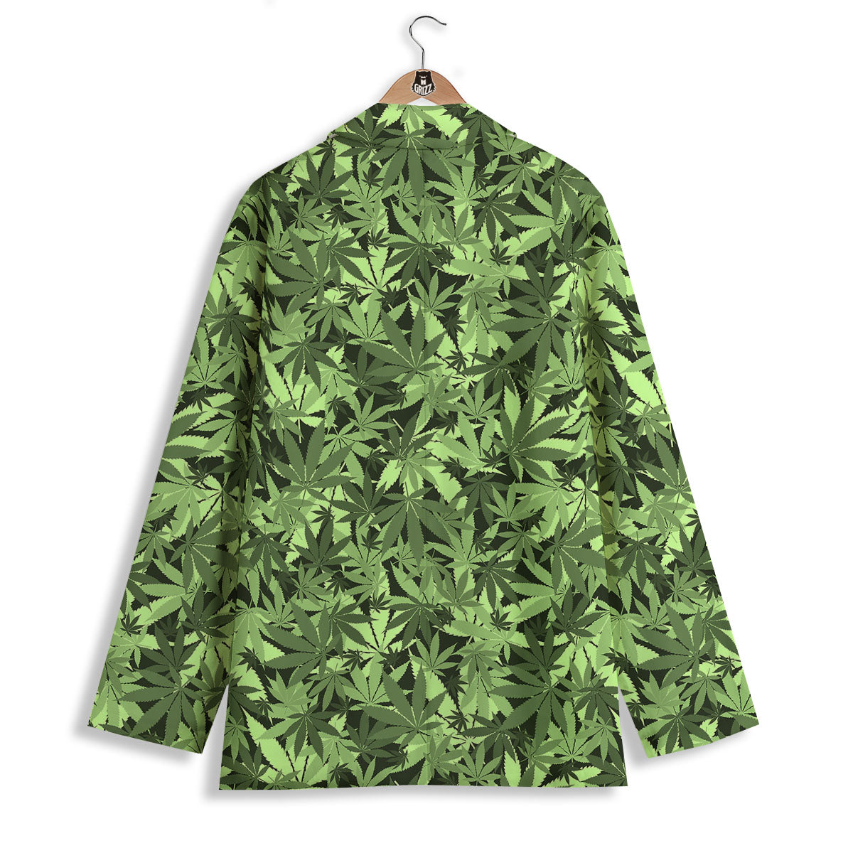 Cannabis Leaf Green Print Pattern Women's Blazer-grizzshop