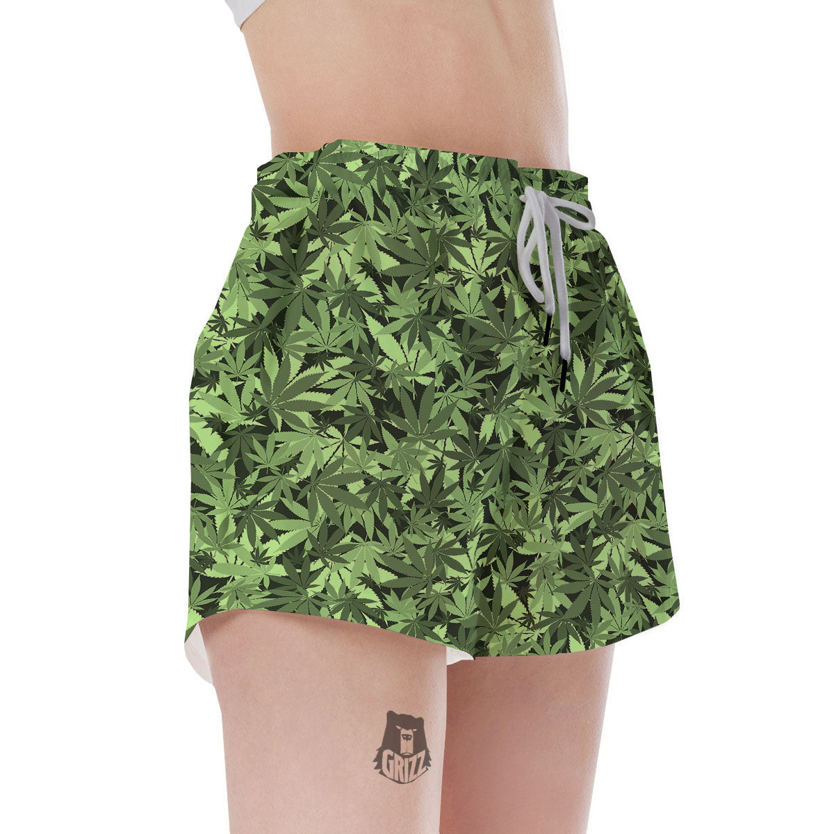 Cannabis Leaf Green Print Pattern Women's Shorts-grizzshop