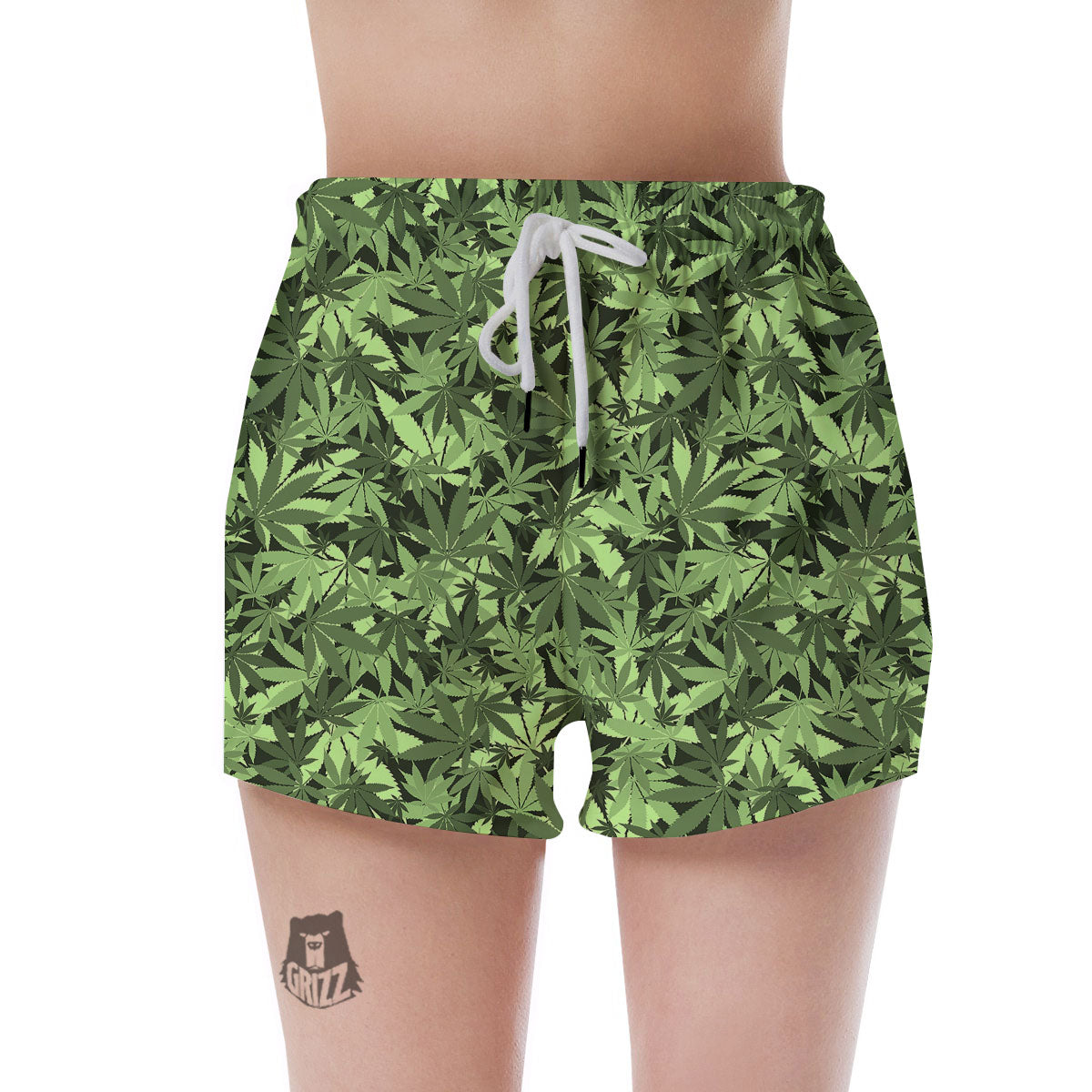 Cannabis Leaf Green Print Pattern Women's Shorts-grizzshop