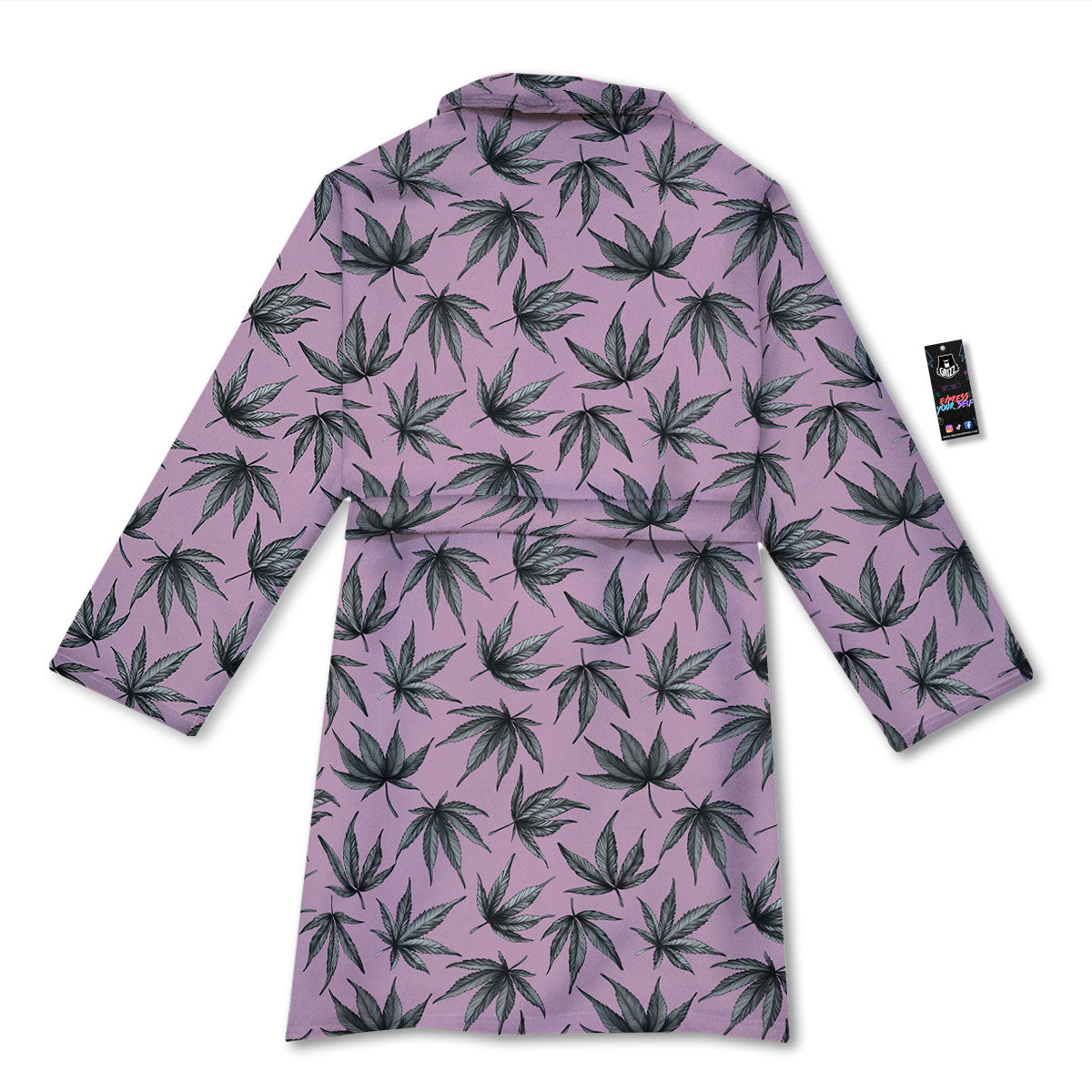 Cannabis Leaf Pink And Green Print Bathrobe-grizzshop
